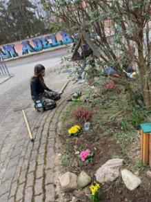 Arbeiten am Schulgarten